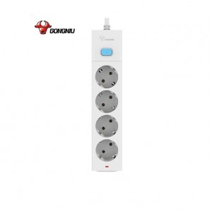 GONGNIU EU Power Strip Electric 2 Pin Plugs Sockets 4 AC Outlet 3M Cable Multi Extension Socket