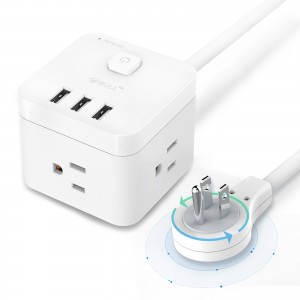 GONGNIU 3M Extension Cord Portable 3 Ports USB Fast Charging Hub And 3 Outlets Socket