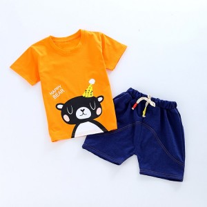 2021 quality kids printing clothing sets boys summer cotton t-shirt shorts baby boy set