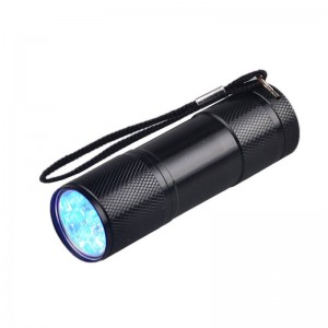 3AAA battery Aluminium 9led pocket led torch 395nm 9led UV flashlight