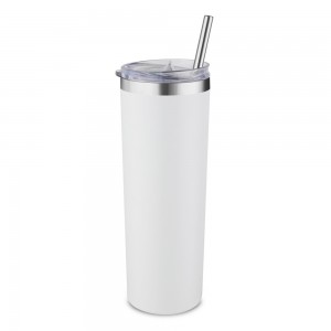 custom stainless steel vacuum glass lid straight cup with straw
