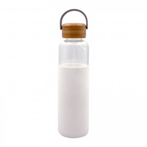 Factory Wholesale Single Wall Clear Wide Mouth Glass Water Bottle With Silicone Sleeve