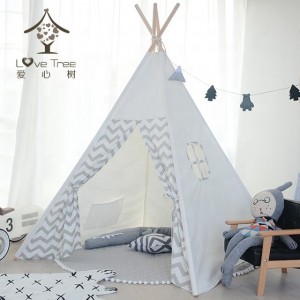 Ninghai Lovetree Foldable Kids Indoor Outdoor wood frame Teepee Tent